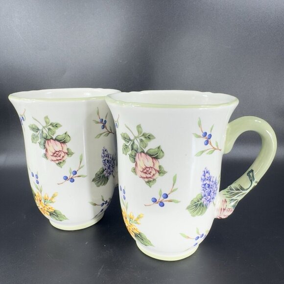 Princess House Garden Floral Ceramic Mugs Cups 12 Oz Ceramic Mug Cup Set 2 - Picture 16 of 16